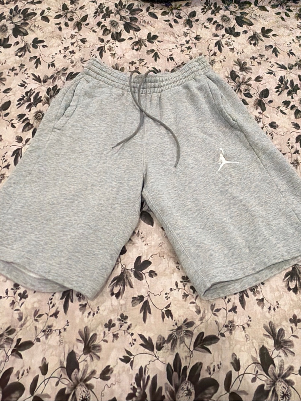 Jordan Light Gray Athletic Shorts with White Jumpman
